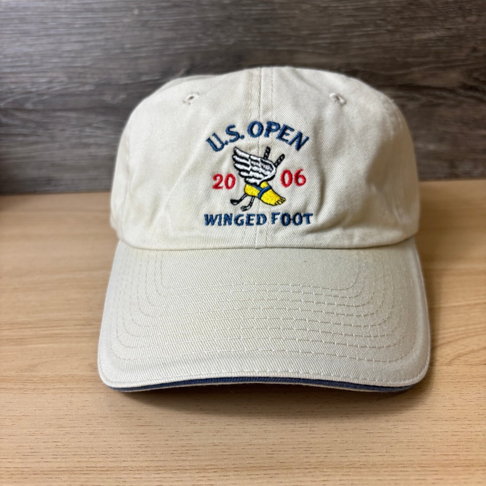 US Open Hat Cap Strap Back Beige Golf Golfing Winged Foot 2006